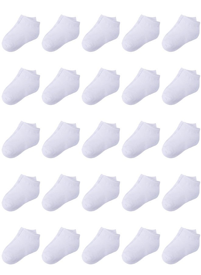 Duufin 25 Pairs Toddler Ankle Socks White Kids Low Cut Half Cushion Low Rise Socks for Toddler Boys Girls, 2-4T - Image 1